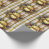 Gelbe Irisblende mit Herbstblättern im Karierten H Geschenkpapier (Ecke)