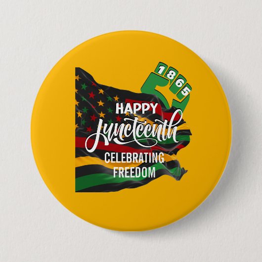 Gelbe JUNETEENTH Afroamerikanische Flagge Button (Vorderseite)