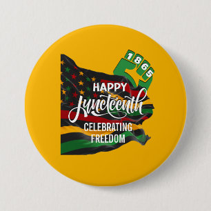 Gelbe JUNETEENTH Afroamerikanische Flagge Button