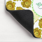 Gelbe Kakteen Blume auf Weiß, Edelsteinen und Perl Mousepad (Ecke)