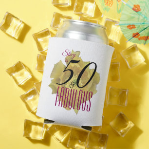 Gelbe Kaktus Blume 50 und fabelhafter Geburtstag Dosenkühler
