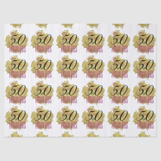 Gelbe Kaktus Blume 50 und fabelhafter Geburtstag Seidenpapier (Vorderseite)