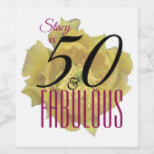 Gelbe Kaktus Blume 50 und fabelhafter Geburtstag Weinetikett (Einzelnes Label)