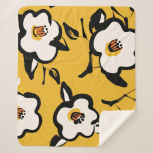 Gelbe Kamelie, skizzenhaft, blumenreich Vintag. Sherpadecke