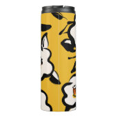 Gelbe Kamelie, skizzenhaft, blumenreich Vintag. Thermosbecher (Rückseite)