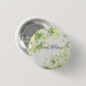 Gelbe Kamille Blume Button (Vorne & Hinten)
