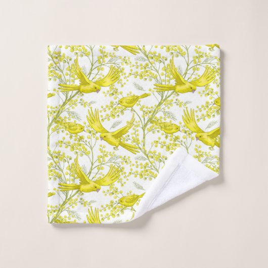 Gelbe Kanarische Vögel Badhandtuch Set (Waschlappen)