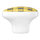 Gelbe karierte Karo-Fach-Griffe Keramikknauf (Seitenansicht)