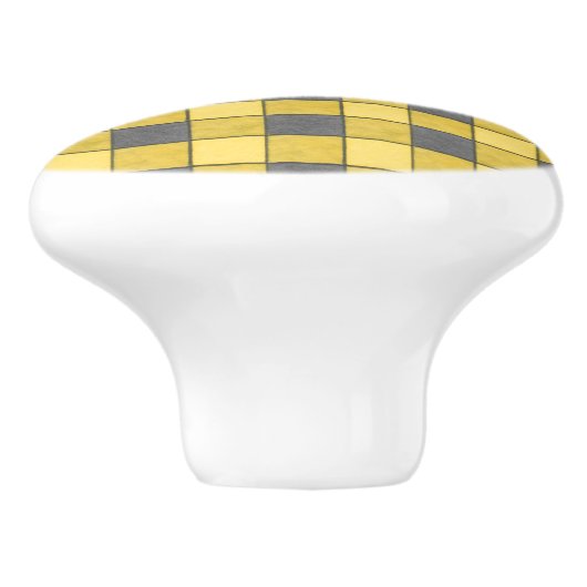 Gelbe karierte Karo-Fach-Griffe Keramikknauf (Seitenansicht)