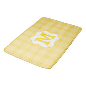 Gelbe Karierte Mit Monogramm Badematte (Schrägansicht)