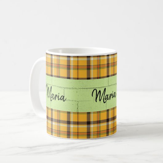 Gelbe Karierte Tasse (Vorderseite Links)