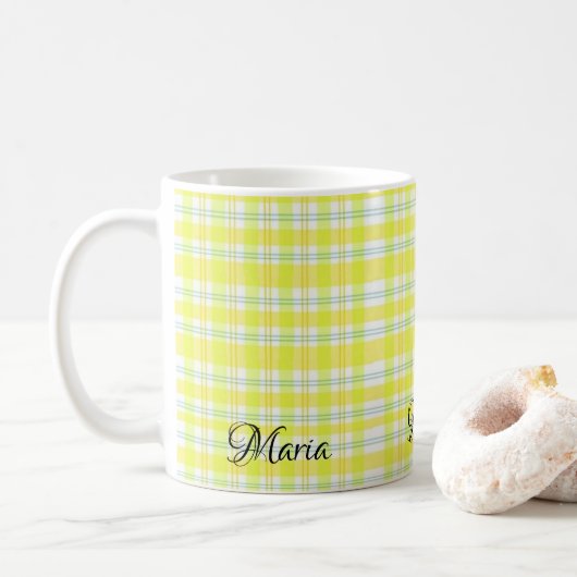 Gelbe Karierte Tasse (Mit Donut)