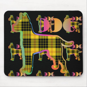 Gelbe Karierte Wiederholung des DOG-Logos auf Schw Mousepad