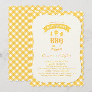 Gelbe Karos GRILLEN Neutrale Babydusche Sommer Par Einladung