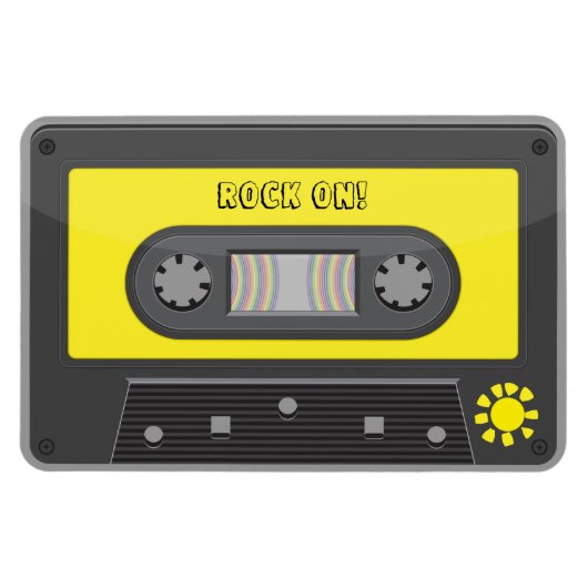Gelbe Kassette mit Regenbogenmagnetband Magnet (Horizontal)