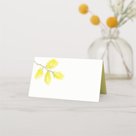 Gelbe Katkins Hochzeit in Aquarellfarben Platzkart Platzkarte (Vorderseite)