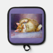 Gelbe Kätzchen-Mitt und Töpfhalter Topflappen (Vorderseite)