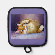 Gelbe Kätzchen-Mitt und Töpfhalter