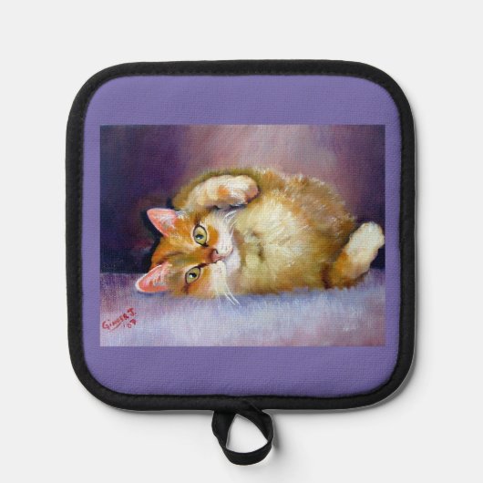 Gelbe Kätzchen-Mitt und Töpfhalter Topflappen (Vorderseite)