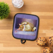 Gelbe Kätzchen-Mitt und Töpfhalter Topflappen (Oben Unten)