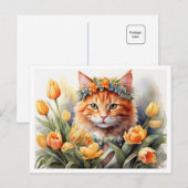 Gelbe Kätzchen Tulpen   Postkarte (Vorne/Hinten)