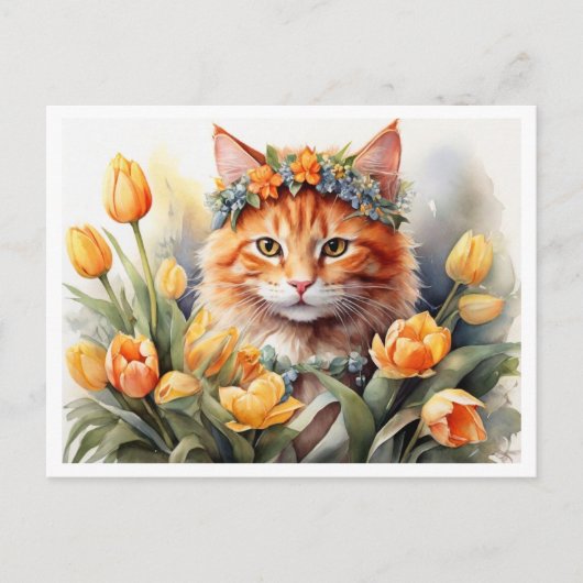 Gelbe Kätzchen Tulpen   Postkarte (Vorderseite)