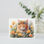 Gelbe Kätzchen Tulpen   Postkarte (Stehend Vorderseite)