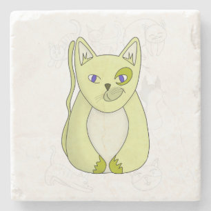 Gelbe Katze mit Naughty Smile Duvet Abdeckung Steinuntersetzer