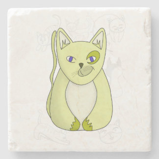 Gelbe Katze mit Naughty Smile Duvet Abdeckung Steinuntersetzer