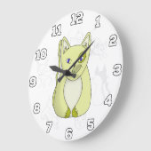 Gelbe Katze mit scheußlichem Lächeln Große Wanduhr (Winkel)