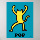 Gelbe Katze Pop Kunst Bold Cartoon Silhouette Poster (Vorne)