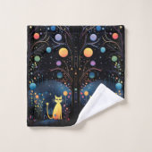 Gelbe Katzen Badhandtuch Set (Waschlappen)
