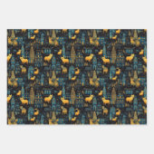 Gelbe Katzen in der Stadtnacht Kunst Geschenkpapier Set (Vorderseite 3)