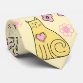 Gelbe Katzen Krawatte (Gerollt)