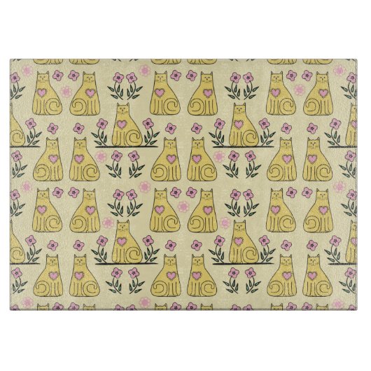 Gelbe Katzen Schneidebrett (Vorderseite)