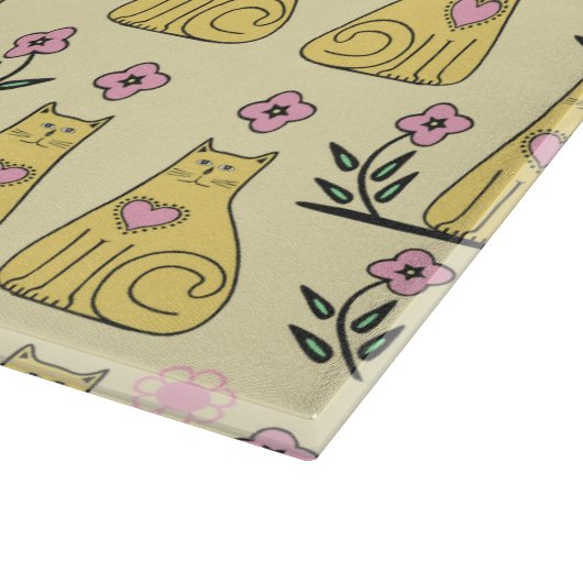 Gelbe Katzen Schneidebrett (Ecke)