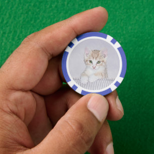 Gelbe Katzenmalerei - Niedliche Original Katzenkun Pokerchips
