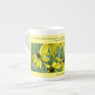 Gelbe Kegelblumen Gedanken an Dich Bone China Tass Porzellantasse