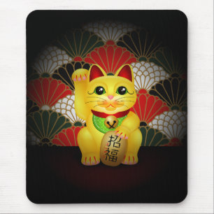 Gelbe Keramik Maneki Neko Mousepad