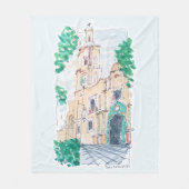 Gelbe Kirche Fleecedecke (Vorderseite)