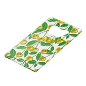 Gelbe Kirschen auf Weiß Geldbeutel Flaschenöffner (Vorderseite Schrägansicht)