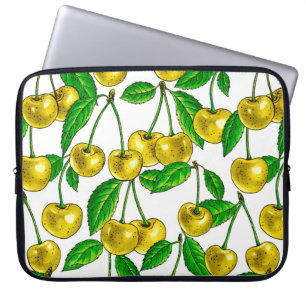 Gelbe Kirschen auf Weiß Laptopschutzhülle