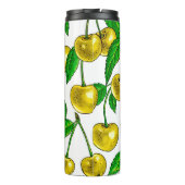 Gelbe Kirschen auf Weiß Thermosbecher (Rückseite)