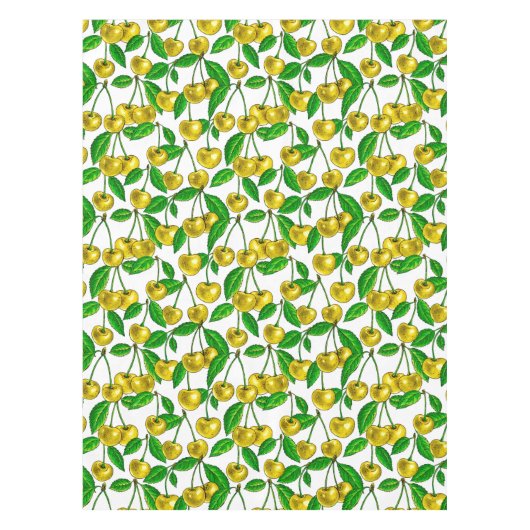 Gelbe Kirschen auf Weiß Tischdecke (Vorderseite)
