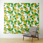 Gelbe Kirschen auf Weiß Wandteppich (Beispiel (Horizontal))