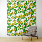 Gelbe Kirschen auf Weiß Wandteppich (Beispiel)