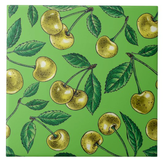 Gelbe Kirschen Fliese (Vorderseite)