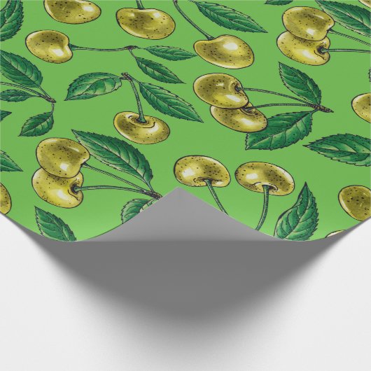 Gelbe Kirschen Geschenkpapier (Ecke)