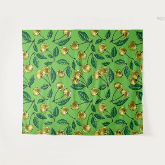 Gelbe Kirschen Wandteppich (Vorderseite (Horizontal))