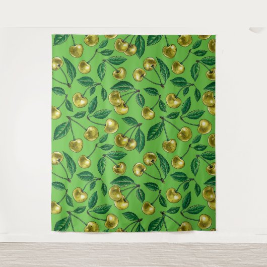 Gelbe Kirschen Wandteppich (Vorderseite)